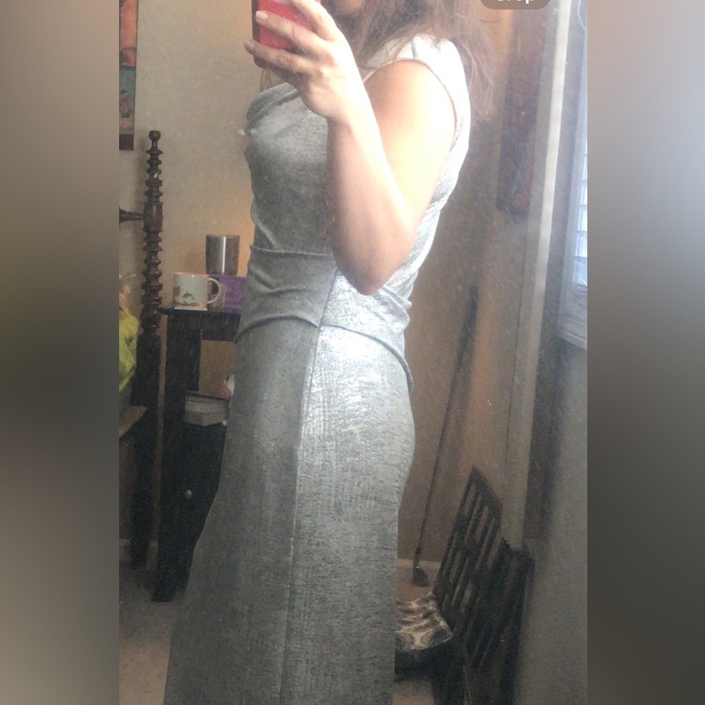 Formal dress. Worn once. Very class golden dress with scoop neck